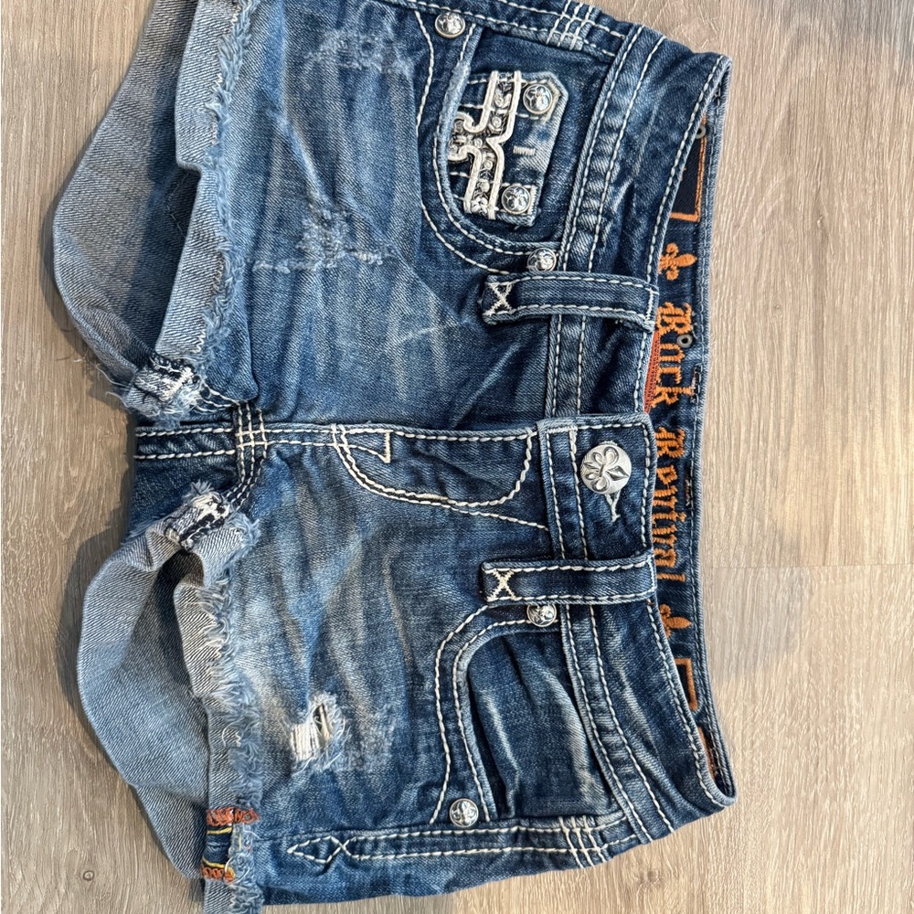 Rock Revival Blue Distressed Denim Shorts